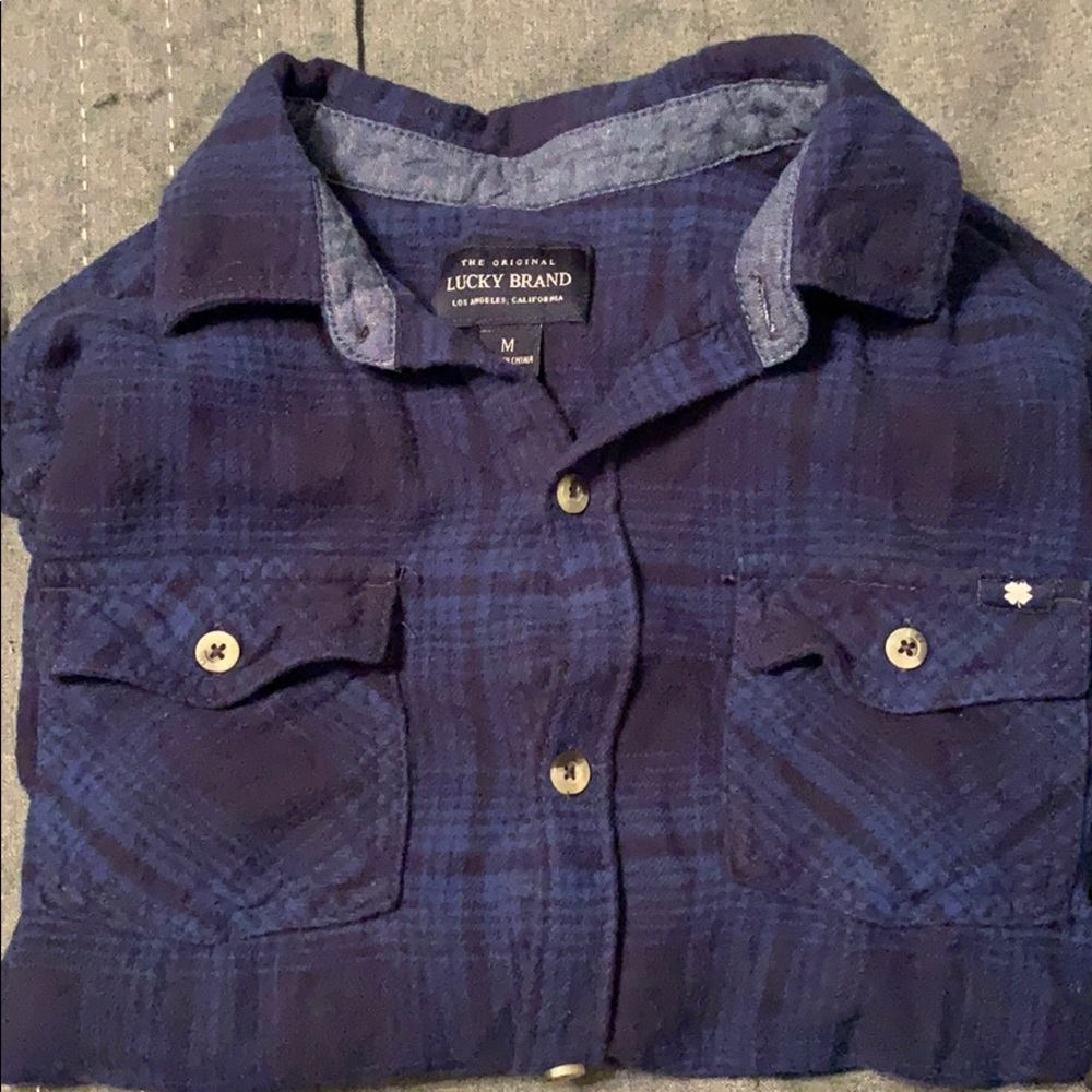 3 Lucky brand Medium flannel and short sleeve lot.